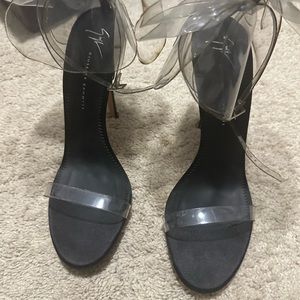 Giuseppe Zanotti Black Peony Heels Sandal Alien 115 Vinile Shoe EU 39.5/US 9.5